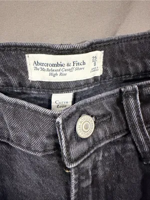 Abercrombie High Rise 90s Relaxed Cut Off Black Shorts thumbnail 3
