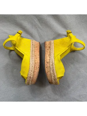 Gucci Microguccissima Yellow Suede Espadrille Platform Wedge Sandals 36.5 thumbnail 6