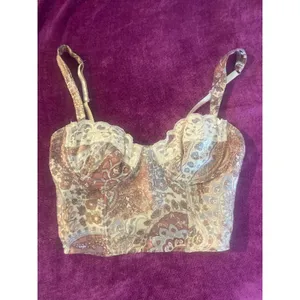 Vintage Y2K VICTORIAS SECRET Silk Bustier Cami Crop Top Lace Small S Heart Label thumbnail 2