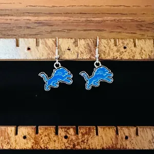 National Football League Blue Detroit Lions logo Earrings! thumbnail 2