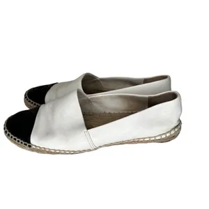 TORY BURCH‎ Colorblock Espadrilles Leather Ivory Black Women’s Size 10 thumbnail 2