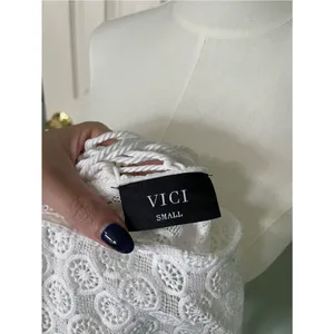 Vici Crochet Unlined Long Sleeve Maxi Dress Size S White Bridal Honeymoon thumbnail 3