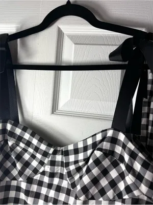 Shein Black White Gingham Check Peplum Top Pants Matching Set Size XL NWOT thumbnail 4