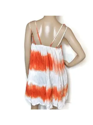 The Clothing Exchange Orange & White Tie-Dye Tank Dress With Crochet Front & Adjustable Straps small thumbnail 4