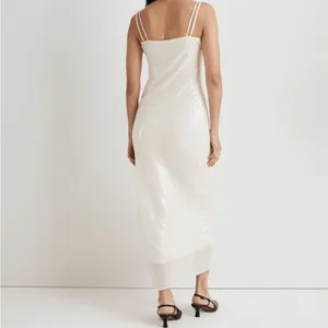 Madewell x Aimee Song Alabaster Sequin Slip Maxi Dress – Elegant Party Gown thumbnail 4