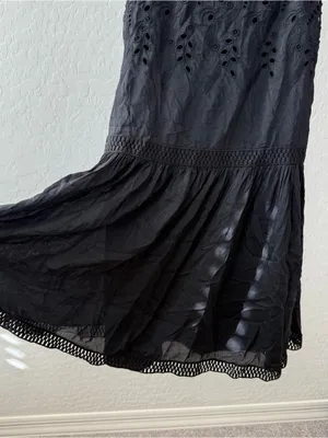 Ann Taylor Black Embroidered Floral Eyelet Sundress Sleeveless thumbnail 8
