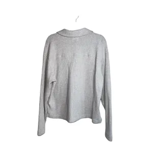 American Eagle Waffle Knit Shacket Light Gray Pocket Button Front thumbnail 5