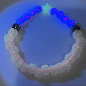 Kandi Swiftie glow in the dark festival concert bracelet RAVE BABY, OOAK thumbnail 3