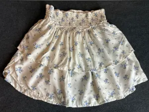 Hollister Cream Floral Tiered Mini Skirt with Blue Flowers Size S thumbnail 1
