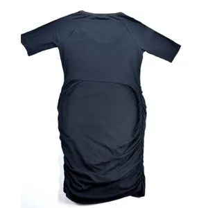 Athleta Black Ruched Bodycon Dress Short Sleeve Scoop Neck Small thumbnail 5