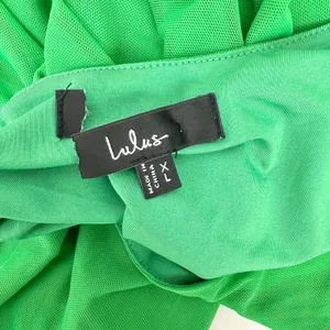 Lulus Karise Green Mesh Ruched Backless Maxi Dress Colorful Long Stretch XL thumbnail 7