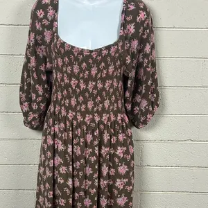 Urban Outfitters Lottie Chocolate Floral Tie-Back Midi Dress size L thumbnail 8