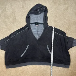 Free People Bonfire Hoodie Relaxed Fit V-Neck Hooded Layered Hem Women Medium thumbnail 4