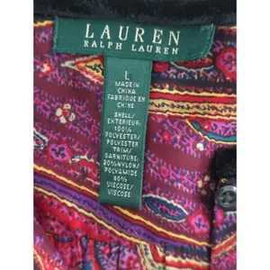 Lauren Ralph Lauren Purple Multicolor Abstract Top‎ Womens Large Bohemian Retro thumbnail 8