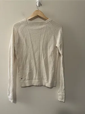 Lululemon Pointelle-Knit Cotton Sweater Light Ivory fits a small 4 or 6 W3HMIS thumbnail 4