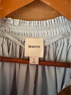 Maeve Anthropologie Pleated Trapeze Blouse Puff Sleeve Light Blue Women’s Small thumbnail 7