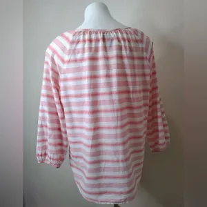 Gap Pink & White Striped Peasant Blouse Women’s Size M 3/4‎ Sleeve thumbnail 5