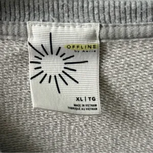 Aerie Offline Throwback Snap Fleece Crewneck in Heather Gray thumbnail 4