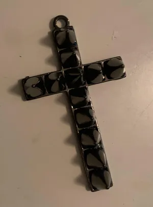 Bulky Spiky Cross Necklace Pendent / Charm Black thumbnail 1