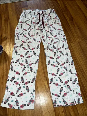 Old Navy White Nutcracker Print Lounge Pajama Pants with Burgundy Drawstring thumbnail 2