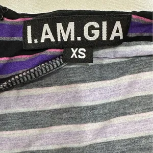I AM GIA Carrie Cutout Flared Pants Striped Purple Size XS Party Emo Rock Rave thumbnail 6