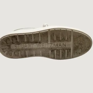 Stuart Weitzman Goldie Leather Suede Platform Sneakers White Grey Silver 7B thumbnail 7