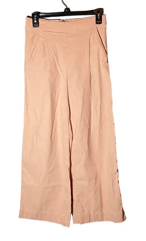 Anthropologie High Waisted Pink Anklle Crop Top Pants Size 4 Pleated Wide‎ Leg thumbnail 1