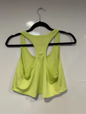 Aerie tennis inspired Sunburst Mesh Crop Tank Top - Lime Green thumbnail 3