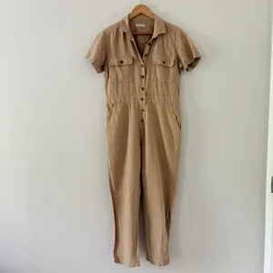 Outerknown S.E.A. Jumpsuit Coverall organic cotton linen blend tan Medium thumbnail 11