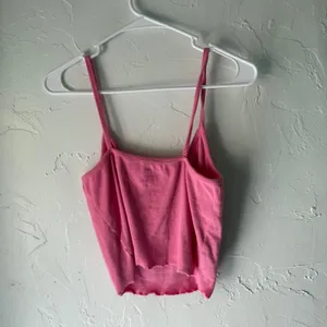 PS Basics‎ PacSun Pink Ribbed Cami Tank Top Women’s Size L Lettuce Hem Y2k Style thumbnail 5