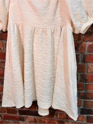 Free People womens Violet puff sleeve textured mini dress ivory L thumbnail 3
