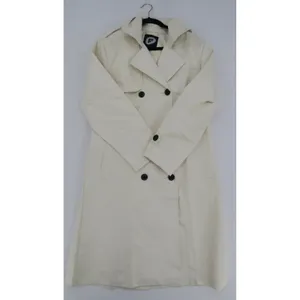 Womens Cream Hooded Double Breasted Trench‎ Coat Size L thumbnail 5