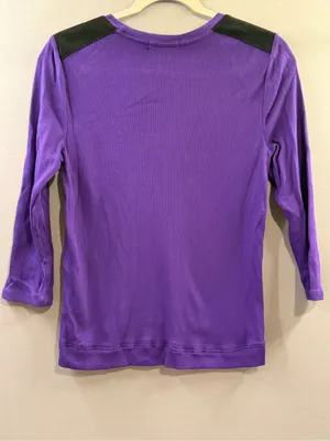 Lauren Ralph Lauren Purple Top with Black suede Lace-Up Shoulders large thumbnail 4