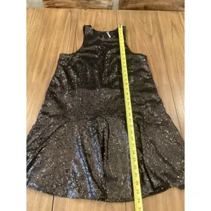 Free People night out Black Sequined Liquid Shine Party sleeveless halter dress thumbnail 2