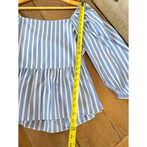 Fifteen Twenty Striped Open Back Bow‎ Peplum Top Womens Blue White Small thumbnail 4