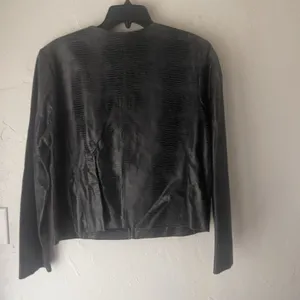 Valerie Stevens Y2k Large 100% Leather Snake Skin Embossed Grunge Bomber‎ Jacket thumbnail 5