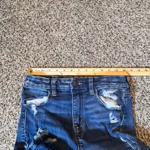 American Eagle Curvy High Rise Jegging Jeans 4‎ Dark Wash Distressed Next Level thumbnail 5