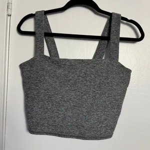 Vuori Elevation Square Neck Cropped Tank Top in Spacedye Heather Grey X-Large thumbnail 2