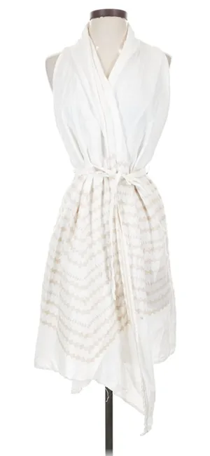 NWT Johnny Was White Embroidered Linen Blend Sleeveless Midi Wrap Dress S thumbnail 1