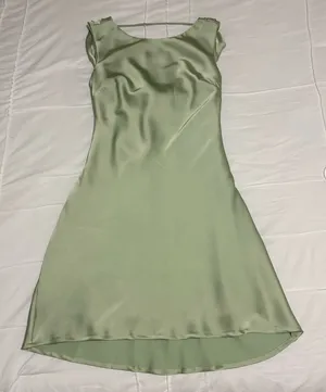 Satin green mini dress thumbnail 1