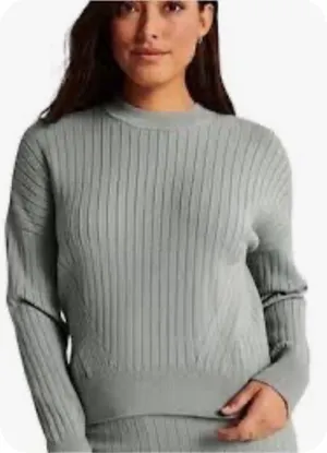 Abercrombie & Fitch Sage Green Ribbed Knit Lounge Relaxed Coastal Grandma Medium thumbnail 1