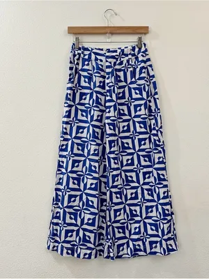 Free‎ People Menocra Cropped Printed Pant in Cobalt Size 2 thumbnail 5