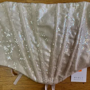 NEW Mable Sequined Bridal Bachelorette Wedding Fairy Lace Up Club Corset L thumbnail 4