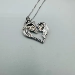 Horse With Girl & Heart CZ Sterling Silver Necklace thumbnail 7