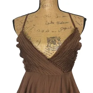 Francesca's Mi‎ Ami Babydoll Tiered Short Romper Forest Fairy Brown Size XS thumbnail 2