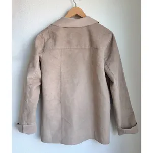 American Vintage BAGATELLE Vintage 90s Tan Beige Faux Suede Button Front Jacket Coat Womens Small thumbnail 2