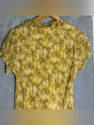 Sundance Floral‎ Ruffle V-Neck Maxi Dress in Mustard 100% silk size 16 thumbnail 6