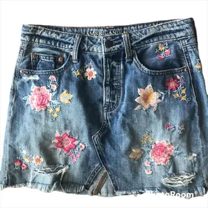 Y2k American Eagle Outfitters Button Fly Floral Denim Skirt G19 thumbnail 1