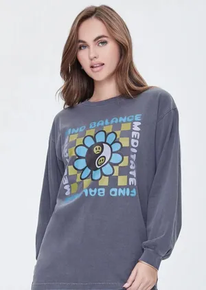 Find Balance and Meditate long sleeve oversize shirt, brand new with tag thumbnail 1