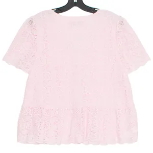 NWT Loft Lace Peplum Top Pink Button Up Romantic Feminine Cottage Coquette M thumbnail 6